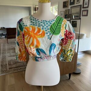 Maude Vivante tropical Floral Women's Top size Medium